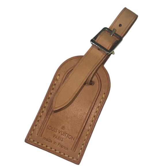 Louis Vuitton Brown Leather and Gold Hardware Luggage Tag Authentic - Picture 1 of 8